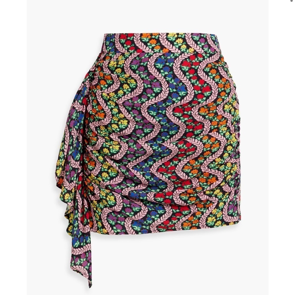RHODE Hannah draped printed rainbow crepe mini skirt in Excellent Condition